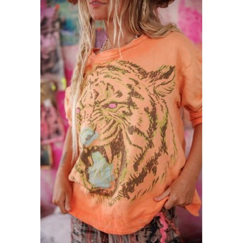 Magnolia Pearl Orange Tiger Hermosa Sweatshirt Long Sleeve Distressed NWT